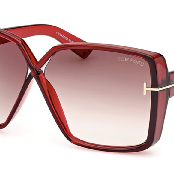 Tom Ford Yvonne Cut-Out Oversized Dark Red Frame Sunglasses 63mm NWT main image 8